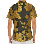 Golden Orchid Pattern Print Men's Deep V-Neck Shirt