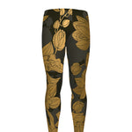 Golden Orchid Pattern Print Men's leggings