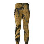Golden Orchid Pattern Print Men's leggings