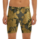 Golden Orchid Pattern Print Men's Long Boxer Briefs
