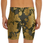 Golden Orchid Pattern Print Men's Long Boxer Briefs