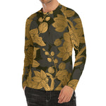 Golden Orchid Pattern Print Men's Long Sleeve Rash Guard