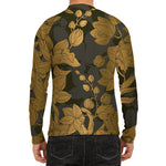 Golden Orchid Pattern Print Men's Long Sleeve Rash Guard
