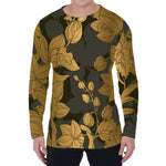 Golden Orchid Pattern Print Men's Long Sleeve T-Shirt