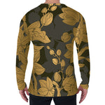 Golden Orchid Pattern Print Men's Long Sleeve T-Shirt