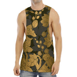 Golden Orchid Pattern Print Men's Muscle Tank Top