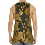 Golden Orchid Pattern Print Men's Muscle Tank Top