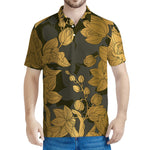 Golden Orchid Pattern Print Men's Polo Shirt