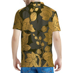 Golden Orchid Pattern Print Men's Polo Shirt