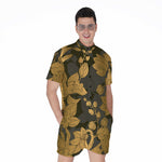 Golden Orchid Pattern Print Men's Rompers