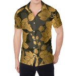 Golden Orchid Pattern Print Men's Shirt