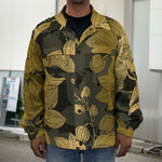 Golden Orchid Pattern Print Men's Shirt Jacket