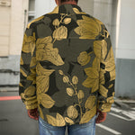 Golden Orchid Pattern Print Men's Shirt Jacket