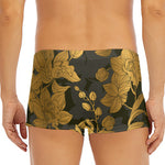Golden Orchid Pattern Print Men's Short Boxer Briefs