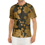 Golden Orchid Pattern Print Men's Short Sleeve Rash Guard