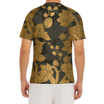 Golden Orchid Pattern Print Men's Short Sleeve Rash Guard