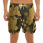 Golden Orchid Pattern Print Men's Split Running Shorts