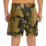 Golden Orchid Pattern Print Men's Split Running Shorts
