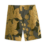 Golden Orchid Pattern Print Men's Sports Shorts