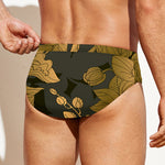 Golden Orchid Pattern Print Men's Swim Briefs