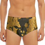 Golden Orchid Pattern Print Men's Triangle Swim Briefs