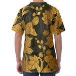 Golden Orchid Pattern Print Men's Velvet T-Shirt