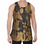 Golden Orchid Pattern Print Men's Velvet Tank Top