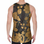 Golden Orchid Pattern Print Men's Velvet Tank Top