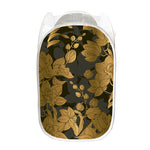 Golden Orchid Pattern Print Mesh Laundry Hamper