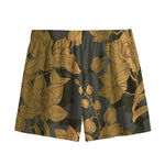 Golden Orchid Pattern Print Mesh Shorts