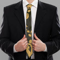 Golden Orchid Pattern Print Necktie