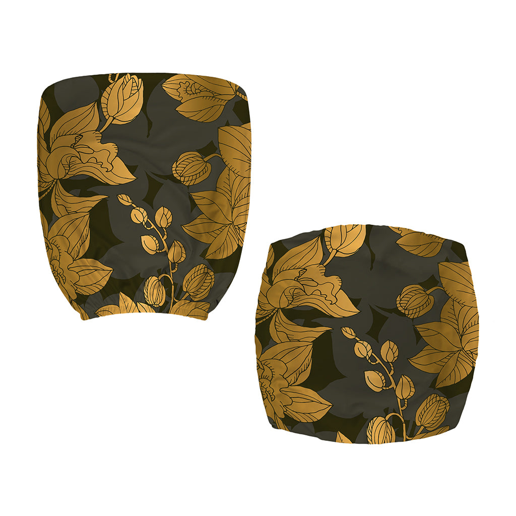 Golden Orchid Pattern Print Office Chair Cover