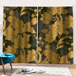 Golden Orchid Pattern Print Pencil Pleat Curtains
