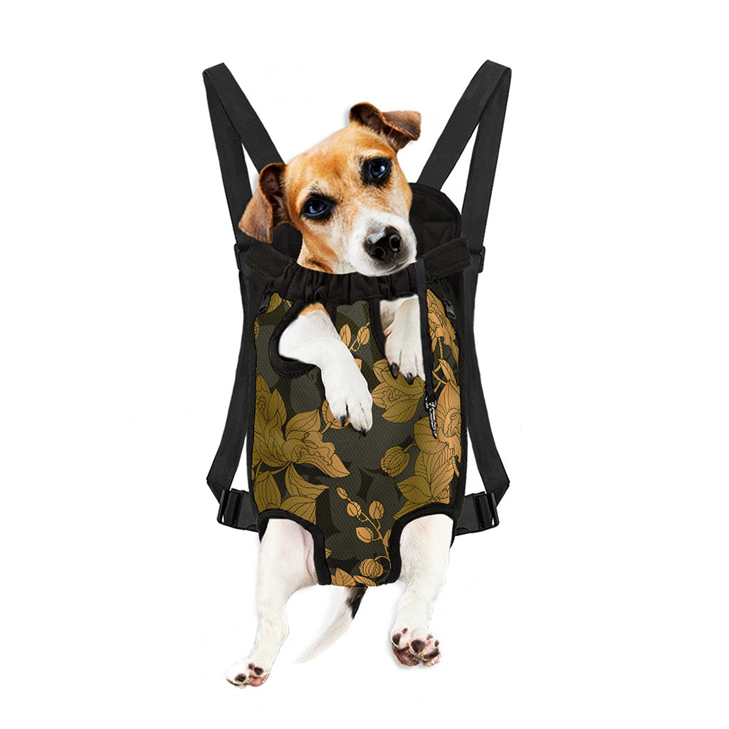 Golden Orchid Pattern Print Pet Carrier Backpack
