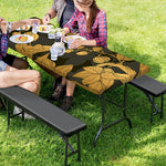 Golden Orchid Pattern Print Picnic Table Cover