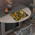 Golden Orchid Pattern Print Placemat