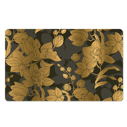 Golden Orchid Pattern Print Polyester Doormat