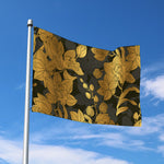Golden Orchid Pattern Print Polyester Flag