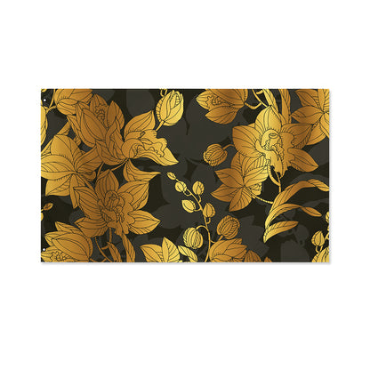 Golden Orchid Pattern Print Polyester Flag