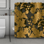 Golden Orchid Pattern Print Polyester Shower Curtain