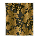 Golden Orchid Pattern Print Polyester Shower Curtain