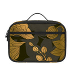 Golden Orchid Pattern Print Portable Lunch Bag
