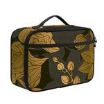 Golden Orchid Pattern Print Portable Lunch Bag