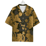 Golden Orchid Pattern Print Rayon Hawaiian Shirt
