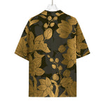 Golden Orchid Pattern Print Rayon Hawaiian Shirt