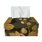Golden Orchid Pattern Print Rectangle Tissue Box Cover