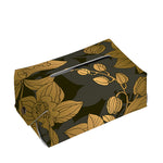 Golden Orchid Pattern Print Rectangle Tissue Box Cover