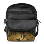 Golden Orchid Pattern Print Rectangular Crossbody Bag