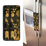 Golden Orchid Pattern Print Refrigerator Handle Covers