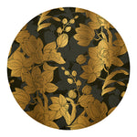 Golden Orchid Pattern Print Round Blanket